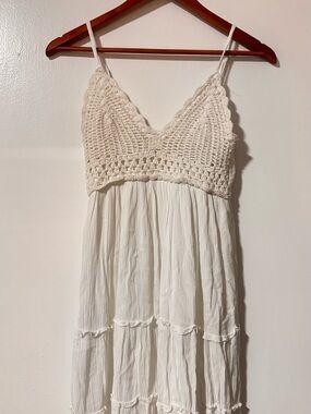 Callahan Crochet Tiered Dress - White